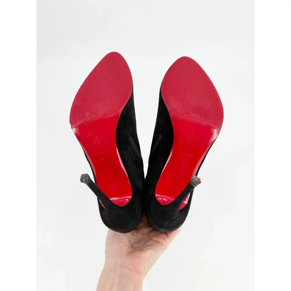 Christian Louboutin Eloise Booty 100 Black Suede Ankle Boots Size 39 EU Box Bag
